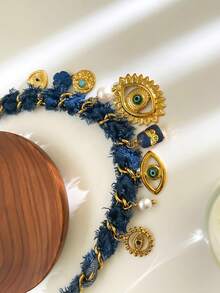 Monlansher Collana da donna con nuovi elementi e pendenti multipli a forma di occhio, collana con pendente in acciaio inossidabile di lusso, adatta per uso casual, quotidiano, da festa e vacanze - Ciondolo Occhi - Visualizzare 4