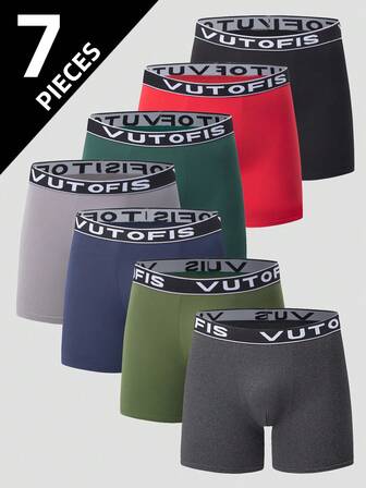7pcs/Pack Teen Boys' Mid-Rise Boxer Briefs