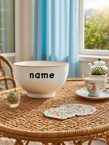 1 pièce Bol en porcelaine blanche personnalisable, style chinois simple, empilable, lavable au lave-vaisselle, parfait pour les collations, les desserts, les soupes et la préparation des repas. Convient pour une utilisation quotidienne avec les salades, les pâtes, le riz et les fruits. Également parfait pour la décoration de cuisine, les essentiels d'intérieur, les cadeaux de Noël et les fournitures scolaires.