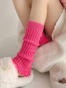 1 Pair Women's Candy Color Leg Warmers, Comfortable Casual Leg Warmers For Autumn/Winter, Cozy