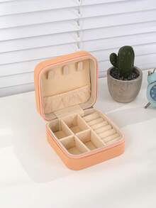1pc Unisex Mini Jewelry Box, Travel Portable Accessory Storage Box For Earrings, Necklaces, Rings, Suitable For Going Out, School, Office, Daily Use - Multicolor - View 5