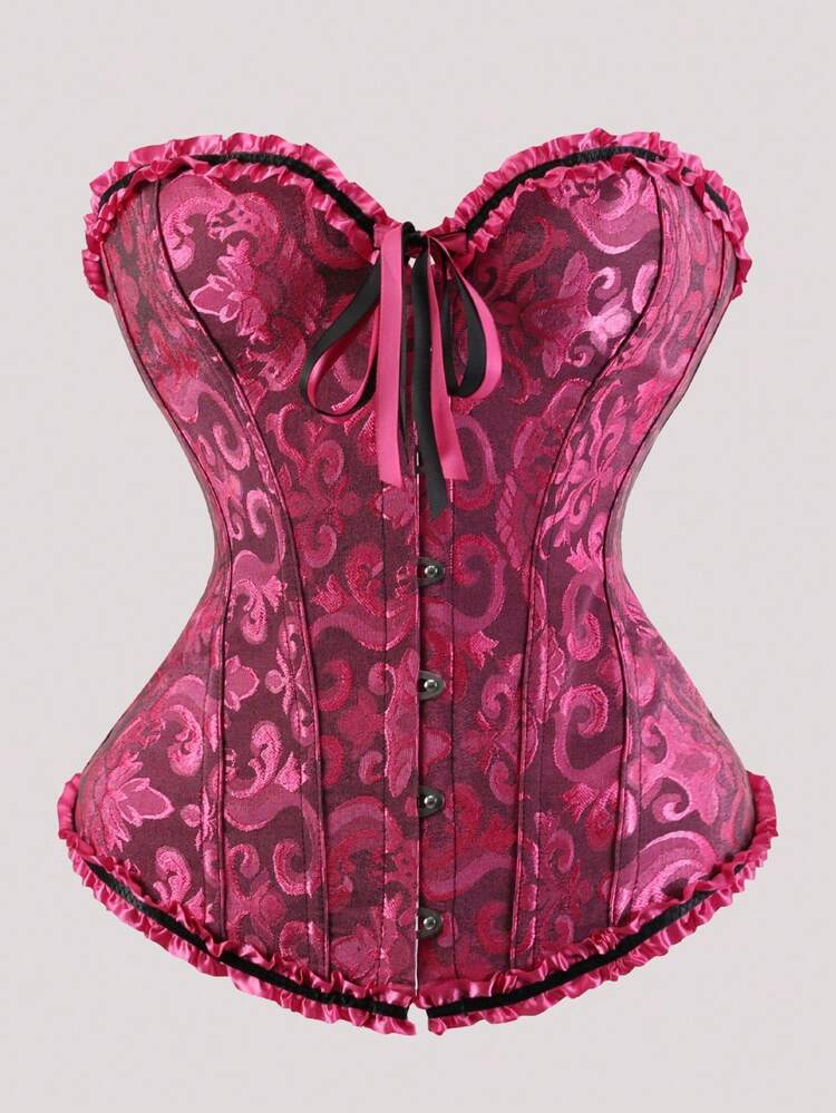 性感抹胸连体衣，经典深玫瑰红宫廷风女士塑形上衣，万圣节派对、约会、购物必备，可搭配裙子、牛仔裤，瞬间成为时尚偶像 - 玫紅色 - 查看 6