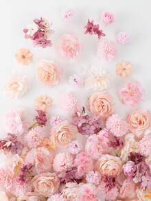 MEHELANY 24朵混合粉色人造花头，包括人造牡丹花、仿真玫瑰，适用于婚礼、春季、情人节、母亲节、DIY花环装饰、新年装饰、礼品、伴娘捧花、胸花装饰、新娘送礼会、家庭聚会装饰、客厅、餐桌、蛋糕装饰等场合。 - 粉色 - 查看 2
