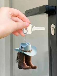 1 Stück Western Cowboy Stiefel und Hut Schlüsselanhänger - Vintage 2D flacher Acryl Schlüsselring, Country Stil Taschenanhänger und Rucksack Anhänger | Leichtes Accessoire, geeignet für den täglichen Gebrauch, Cowboy Partys, Karnevals, Western Festivals | Kreatives Cowboy Hut und Stiefel Design, ideales Geschenk zu Geburtstag, Weihnachten, Thanksgiving, Valentinstag | Toll für Studenten, Freunde, Männer und Frauen, Outdoor Reisen und Urlaubsandenken - Verschiedenfarbig - Übersicht 2