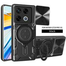 Infinix GT 20 Pro 5G 手机壳，带滑动摄像头盖和旋转环支架 - 黑色 - 查看 9