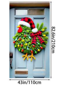 Decorazione natalizia per porta a forma di pulcino - Decorazione festiva versatile in poliestere, perfetta per porta d'ingresso e parete, senza batterie necessarie, 180 x 90 cm, decorazione natalizia