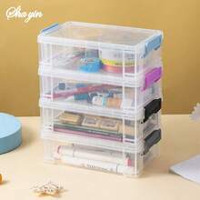 Square Transparent Storage Box Multifunctional Art Supplies Jewelry Organizer Dustproof Desktop Plastic Box For Home Organizatio