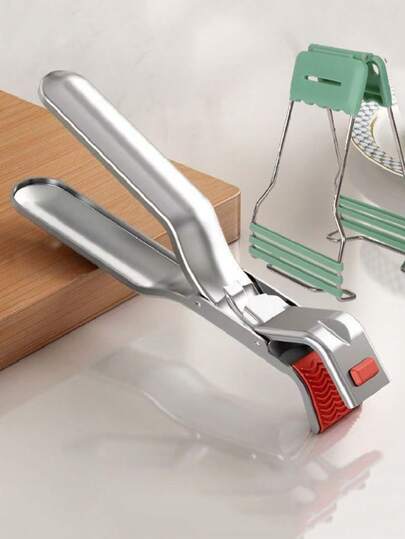 1 قطعة ملقط مقاوم للحرارة من الفولاذ المقاوم للصدأ، قابض وعاء مطبخ، مشبك بخار، أداة طهي مقاومة للحرارة لتناول الأطباق، مشبك فرن مقاوم للانزلاق وعالي درجة الحرارة، مشبك وعاء موقد الحث، خفيف الوزن وسهل الاستخدام