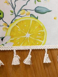 1pc Spring/Summer Pastoral Fresh Lemon Watercolor Floral Tablecloth, Rectangular, Woven Polyester Material With 3D Bamboo Texture, Durable And Easy To Clean, Bright And Vibrant Home Dining Table Decor, Elegant Natural Style Design, Easy Maintenance - Multicolor - View 19
