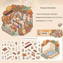 1 peça/6 peças Adesivos Criativos de Paisagem 3D, Decalques de Cena Temática