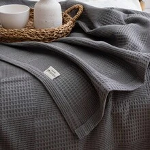 200X230 Geometric Blanket, %100 Cotton Geometric Blanket, Multi-Purpose Geometric Waffle Throw Blanket, Dokubba Geometric Blanket - Black - View 3