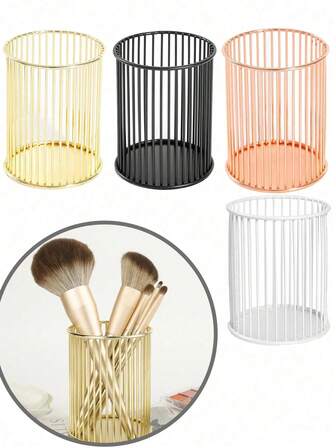 1 st nordisk stil guldfärgad pennhållare och sminkborsteorganisatör, förvaring av olika sminkborstar, lämplig för hemmet och resor, presenter till kvinnor, julklappar, presentidéer till kvinnor