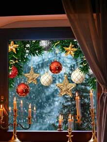 1 szt. Naklejka na okno z motywem Świętego Mikołaja – statyczna dekoracja świąteczna, odpowiednia do domów, drzwi, szkła – dekoracja świąteczna do wnętrz, śnieżna zimowa sceneria, wspaniały prezent na święta Bożego Narodzenia, dodająca świątecznej atmosfery Twojemu domowi