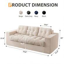 MAXYOYO Convertible Sofa Bed,Pull-Out Three-Seat Sofa Bed,Two-In-One Folding Sofa Bed,Filled With High-Density Foam,Folding Floor Sofa With Pillows,Suitable For Living Room,Bedroom,Study - 米色 - 查看 4