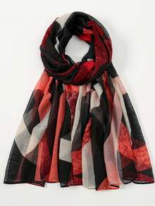 1pc Geometric Pattern Elegant Casual Polyester Chiffon Printed Scarf/Headscarf, Suitable For Work, Street, Party, Spring/Summer/Autumn/Winter