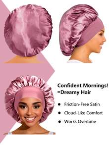 Cuffia da notte in raso elastica e regolabile | Cuffia da notte in seta per proteggere i capelli ricci, morbida fascia