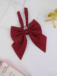 1 Stück handgemachte Polyester einfarbige JK abnehmbare Fliege, geeignet für Schuluniform, Alltagskleidung und Feiern, große Größe für Weihnachtsdekor - Rot - Übersicht 3