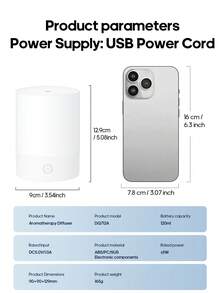 kinscoter 1pc USB Mini Aroma Diffuser, 120ml Capacity, Compact & Portable, Ultrasonic Air Humidifier, Lightweight Color Night Light, Essential Oil Diffuser, Suitable For Office, Home And Hotel