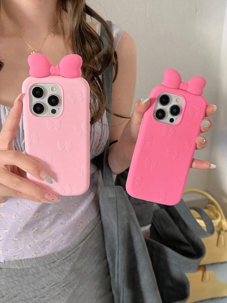 Sanrio Funda protectora con diseño de lazo 3D de dibujos animados, a prueba de golpes para iPhone 16/15, 17/14 Pro Max
