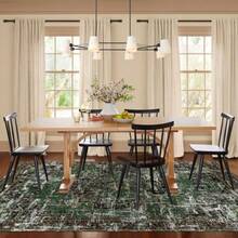 Fast LogisticsBoho Rugs Washable 5x7 Area Rugs Living Room Vintage Dark Green Black Neutral Modern Non Slip Carpet Jungle Hunter Green For Nursery Living Room Dining Room Bedroom FarmhouseFast Logistics