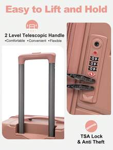 4PCS Carry-On Luggage Sets, Travel Suitcase With Wheels And TSA Custom Lock, PP Hardshell Suitcase, Expandable For More Capacity, Suitable As Gifts For Friends, Durable Luggage Sets For Outdoor Office Back To School College Travel Business Holiday Vacation - Hoa hồng vàng - Xem 3