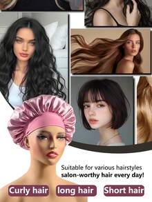 Cuffia da notte in raso elastica e regolabile | Cuffia da notte in seta per proteggere i capelli ricci, morbida fascia