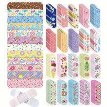 （10/30/100片装彩色图案创可贴）卡通创可贴，多用途，弹性面料制成，足部防磨损贴片，创意绷带