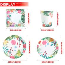 30 件红花一次性餐具套装 - 盘子、餐巾和杯子，适合生日、婚礼、派对、家庭野餐 - 彩色 - 查看 2