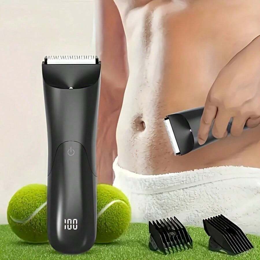 LEATVOOK Men's Body Trimmer, Electric Shaver, Electric Inguinal And Hair Trimmer, Ceramic Blade Male Hygiene Shaver Trimmer, Full Body Beauty,Perfect Christmas Gift. - 黑色 - 查看 1