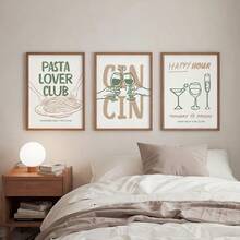 3 件 Cin Cin Cheers 印刷品、极简主义厨房墙面艺术、鼠尾草绿和米色酒吧推车艺术、Cheers 复古海报、意大利面之夜印刷品、鸡尾酒爱好者礼物、客厅、卧室、厨房、餐厅、咖啡厅、酒吧、家居和房间装饰的帆布艺术 - 米色 - 查看 8