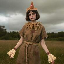 3 件套万圣节稻草人头带、手套服装配饰套装、COSPLAY 服装 - 彩色 - 查看 3