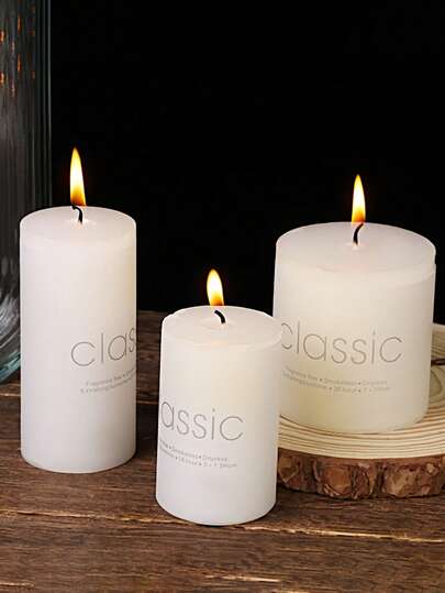 象牙白大号圆柱形蜡烛 - 无烟无味，浪漫婚礼及家居装饰，7 种尺寸可选