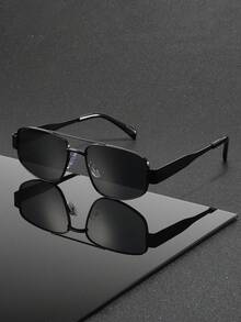 1pc Unisex Fashion Metal Frame Sunglasses, Solid Color Pattern, Aviator Style, Retro Design, Suitable For Driving, Travel, Daily Life, Hiking, Beach, Outfit Matching, Street Photography, Party, Gift Giving, Fits All Face Shapes