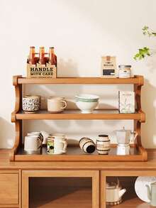 1 Piece Bamboo Storage Rack With Stylish Lacquered Design Multi-Tier Bamboo Countertop Display Rack - Great For Storing Cups, Books And Spices - Great For Kitchen, Living Room Or Office Decor, Office Organization | Modern Bookshelf Designs | Durable Bamboo Bookshelf, Bamboo Bookshelf - Brown - View 12