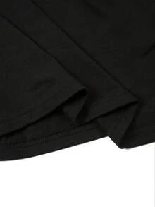 Camiseta 100% Sobredimensionada para Mujeres - Blusa de Cuello Redondo de Manga Corta Casual de Ajuste Holgado, Ropa Casual Transpirable y Cómoda para Primavera Verano, Talla Amigable para Mujeres (Tallas Grandes) - Mujeres - Negro - Ver 5