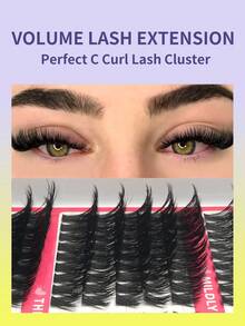 300/270 Pcs Cluster False Eyelashes, 30D+50D+80D+100D Mixed Density, DIY Eyelash Extension, Faux Mink Cluster Lashes - D - 查看 6