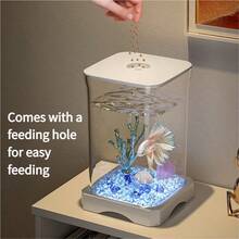 1pc Creative Anti-Knock Betta Fish Tank, Small Landscaping Plastic Fish Bowl, Minimalist Goldfish Aquarium, Thick Desktop Decorative Small Fish Tank, Small Reptile Breeding Tank - Multicolor - View 6