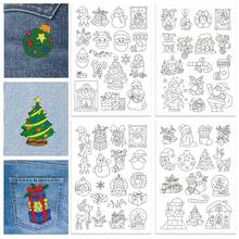 4 件圣诞主题水溶性稳定片，用于织物刺绣 - 带有圣诞老人、雪人、树木和礼物的节日设计 - 非常适合初学者和业余爱好者 - 包括 9 个刺绣针法视频教程、刺绣稳定片 | 节日刺绣 | 可水洗稳定片 - 彩色 - 查看 9