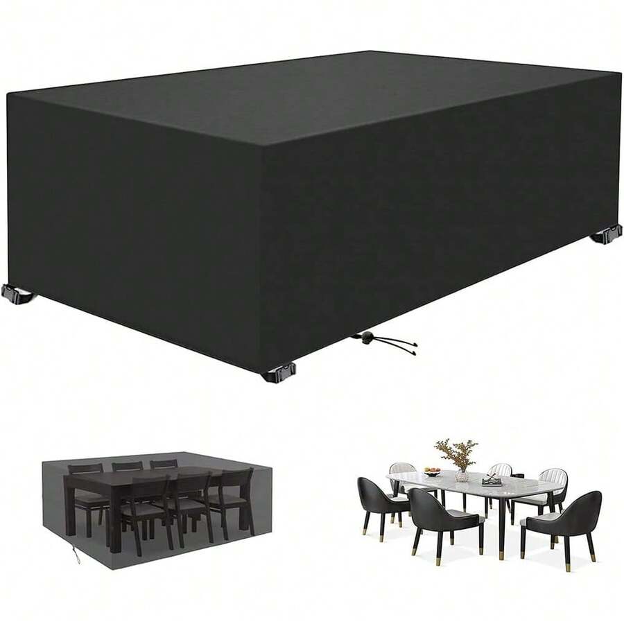 Juego de mesa rectangular para jardín de muebles de patio al aire libre, conjunto combinado al aire libre con cubierta cuadrada impermeable de, para mesas y sillas 315*160*74cm - Medio - Ver 1