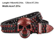 1pc Subculture Punk  Rhinestone Skull Rivet Street Decorative Jeans Belt Belt - 銀色 - 查看 3