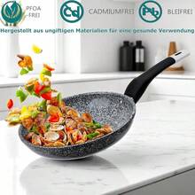 EliteHoff 4-częściowy zestaw patelni indukcyjnych (20/24/28 cm) + patelnia do naleśników 24 cm, zestaw patelni indukcyjnych, odlew aluminiowy z powłoką nieprwierk kolor szary - 灰色 - 查看 3