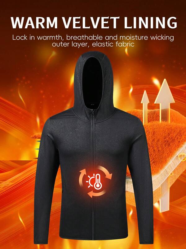 معطف رجالي سميك مبطن بالفليس مزود بغطاء للرأس وسحاب، مناسب للخريف والشتاء