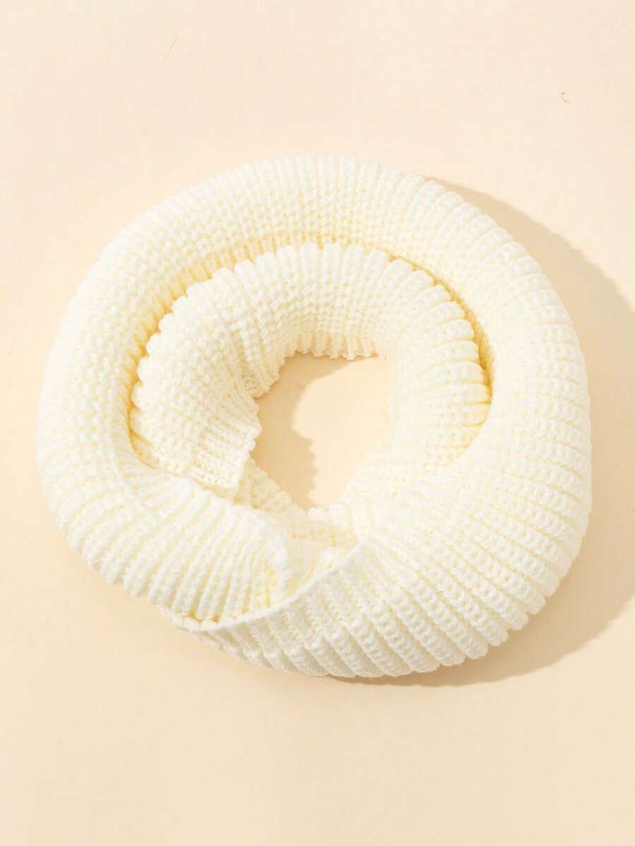 1pc Classic Autumn Knitted Neck Warmer For Kids, Versatile & Warm, Solid Color, Suitable For 3-8 Years Old Boys & Girls - White - View 1