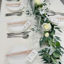 50 Sets Wooden Hand Fan Wood Handheld Folding Fans With Organza Bags And Thank You Tag And Tassels Wedding Party Favors - 如圖 - 查看 3