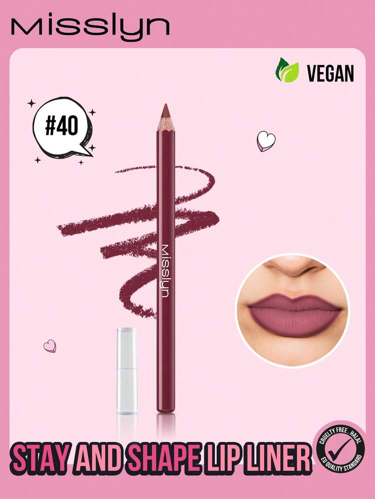 MISSLYN Long-Lasting Shaping Lip Liner, Lip Makeup, Long-Lasting Color, Wooden Barrel, Precise Tip, Creates Fuller Lips, Volumizes And Defines Lips, 3D Makeup Effect, Smooth Color Payoff, Precisely Outlines Lip Shape, Smudge-Proof, Long-Lasting, Clear Lip Contour, Natural Makeup Effect, Wooden Barrel, Portable Design, Suitable For Holidays, Parties, Travel, Commuting And Various Occasions. - #40 - Xem 10