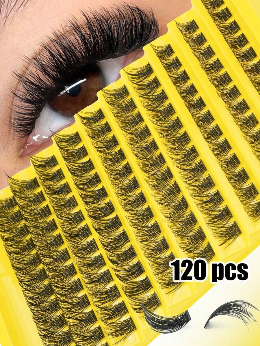 120pcs Independent Cluster Eyelashes, Large Capacity Eyelash Box, Natural-Looking Eyelash Clusters, DIY At Home, Soft And Fluffy Eyelashes, Reusable, Suitable For Beginners.