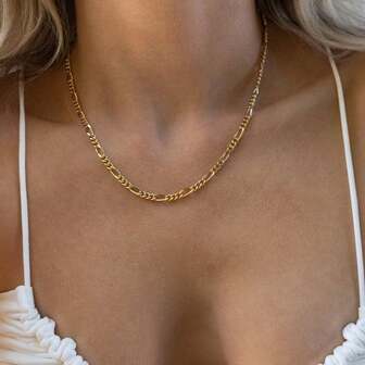 1 件经典 NK 链条设计不锈钢链条项链，适合女性日常佩戴或派对场合