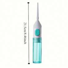 Portable Manual High Pressure Flusher, Dental Scaler, Oral Irrigator. Made Of ABS, High Pressure Pulsed Technology, Button Design, Detachable Nozzle. Ideal For Teeth Cleaning And Oral Care, No Electric Drive Required, Suitable For Home And Travel. Essential For Oral Care | Stylish Dental Floss Cleaner | Portable Design, Water Flosser - Màu xanh nhạt - Xem 9