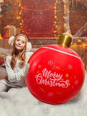 1/2pcs Inflatable Christmas Ball, Vibrant Lantern Ball Decor, Extra Large Outdoor Decoration, Suitable For Living Room Fireplace, Party & Yard Holiday Decor, Indoor/Outdoor Holiday Party Supplies, Christmas Decoration, Air Pump Needs To Be Purchased Separately