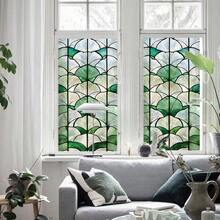 1 pièce Nouveau film de fenêtre en verre teinté coloré, motif floral et feuillage, autocollant PVC dépoli pour fenêtre amovible, pour décoration murale de chambre, salon, cuisine, décoration de maison
